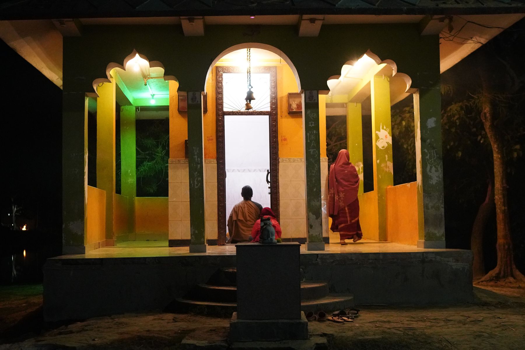 Village temple at dusk